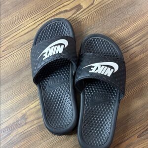 Nike Black and White Slide Sandals